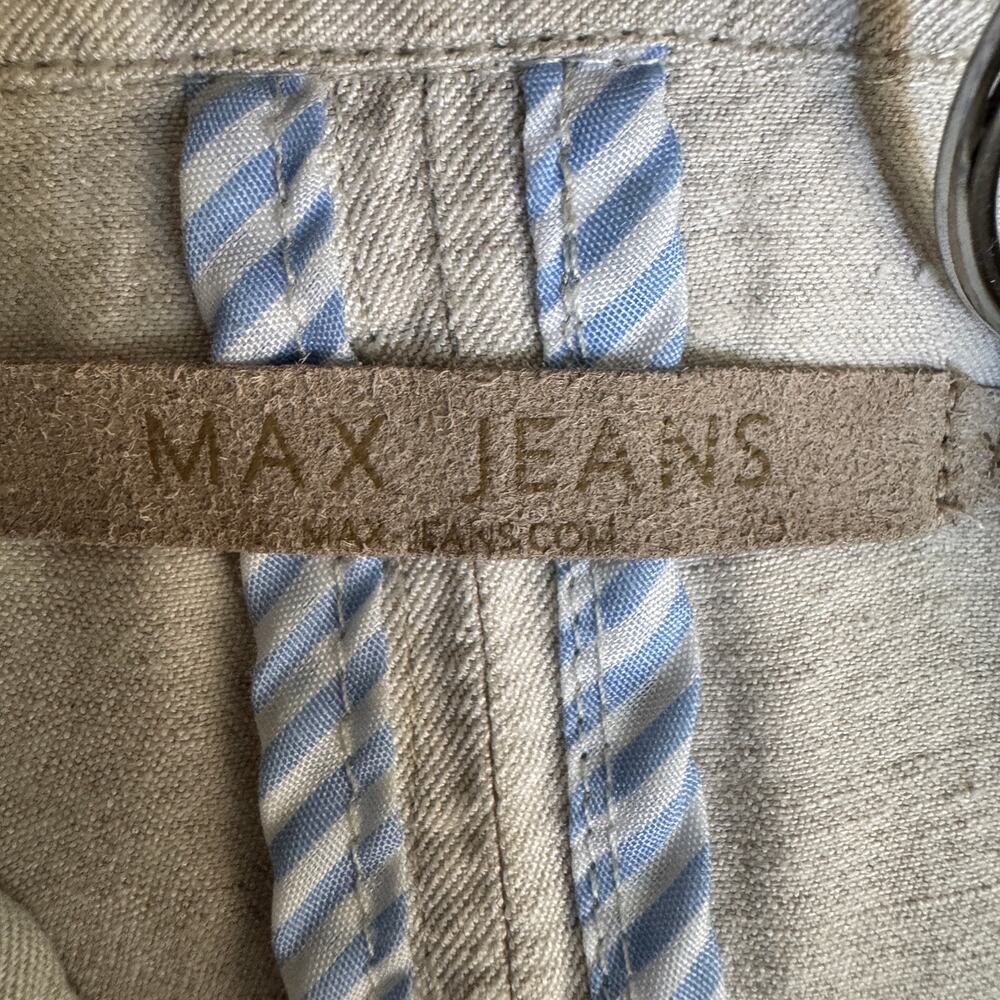 MAX JEANS Beige Oatmeal Linen Blend Cargo Utility Vest Womens Large - Picture 10 of 13